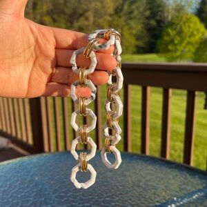 White & Gold Geometric Acrylic Chain – 10” Bag Charm or Handle Strap NEW